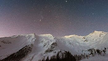 White Snowy Capped Mountain , snow, mountains, nature, mountain, stars HD wallpaper