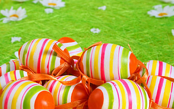 Easter Eggs, stripes, Easter, painted, eggs HD wallpaper