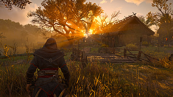 sunset, viking, sun, England, Eivor (Assassin's Creed), video game, Assassin's Creed Valhalla HD wallpaper