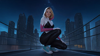 Hooded Spider Girl, gwen-stacy, superheroes, artwork, art, digital-art, ai, deviantart HD wallpaper