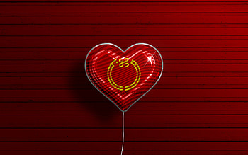I Love Niigata, , realistic balloons, red wooden background, Day of Niigata, japaenese prefectures, flag of Niigata, Japan, balloon with flag, Prefectures of Japan, Niigata flag, Niigata HD wallpaper