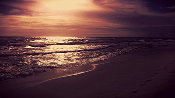 Nature, Sunset, Sea, Night, Shore, Bank, Shine, Light, Foam HD wallpaper