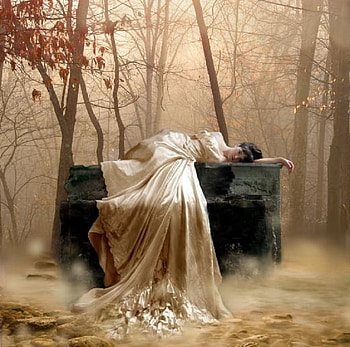 Autumn Flow, gothic, style, wood, fantasy, trees, dress, female HD wallpaper