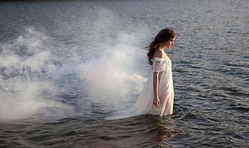 Dreamer, sea, girl, pretty HD wallpaper