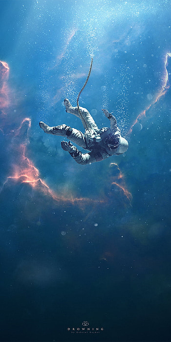 Drowning, space, Sci Fi, astronaut HD phone wallpaper