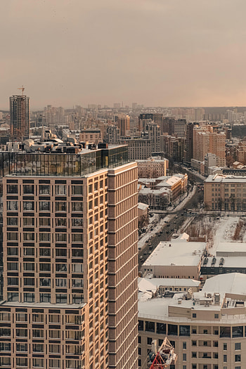 Cities, Winter, Snow, City, Building, View From Above, Ukraine, Kiev HD phone wallpaper