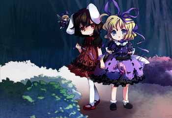Lolita, usamimi, ribbon, cute, illustration, dress, zun, bunny, inaba tewi, doll, touhou, game, girls, medicine melancholy HD wallpaper