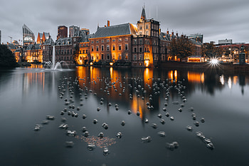 The Hague, building, coast, sunset HD wallpaper