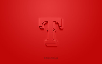 Texas Rangers emblem, red background, American baseball club, MLB, Texas, USA, Texas Rangers, baseball, Texas Rangers insignia HD wallpaper