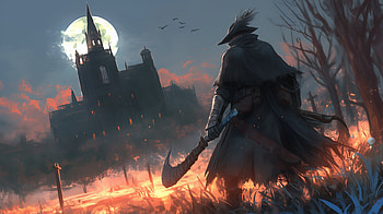 Moonlit Assassin at the Castle -, assassin, castle HD wallpaper