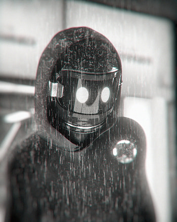 Art, Rain, Bw, Chb, Mask, Robot, Sci-Fi, Cyborg HD phone wallpaper