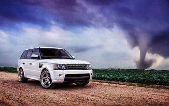 Car, Grass, Sky, Clouds, Range Rover, Cars, Field HD wallpaper