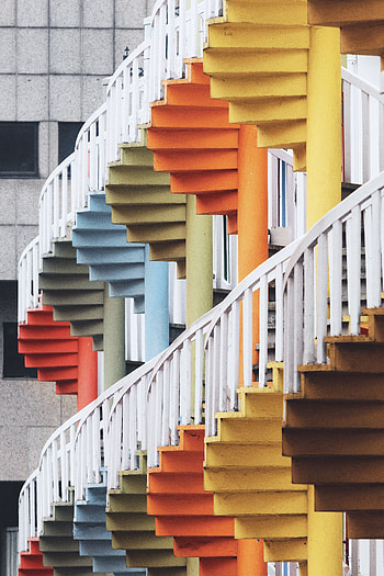 Colorful stairs, architecture HD phone wallpaper