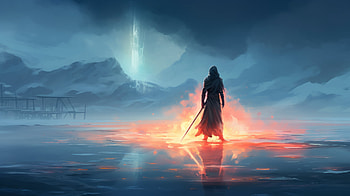 Ninja in Frozen Lake, ninja, fantasy, warrior, fantasy warrior HD wallpaper