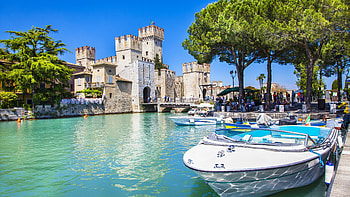 Medieval castle, Lake Garda vacation, European history, Italian fortresses HD wallpaper