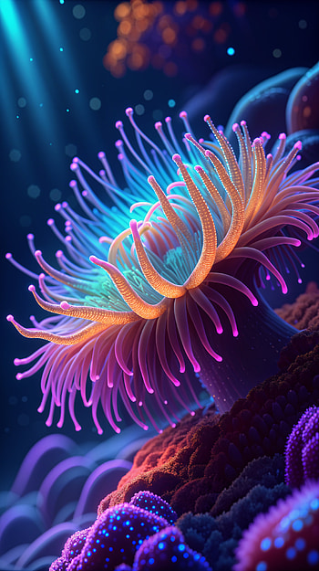 Radiant Anemone Glow – Stunning , underwater, coral reef, marine life HD phone wallpaper