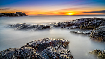 Evening at Rogaland, Norway, fog, rocks, colors, landscape, mpuntains, sky HD wallpaper