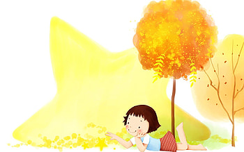 Autumn, Miscellanea, Miscellaneous, Wood, To Lie Down, Lie, Tree, , Drawing, Girl, Child HD wallpaper