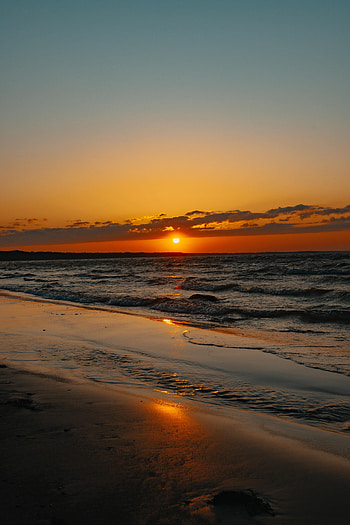 Nature, Sunset, Waves, Shore, Bank HD phone wallpaper