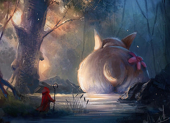 Journey With Big Friend, artist, artwork, digital-art, deviantart HD wallpaper