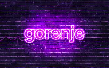 Gorenje violet logo, , violet brickwall, Gorenje logo, brands, Gorenje neon logo, Gorenje HD wallpaper