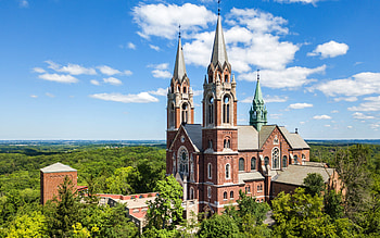 church, Wisconsin, beautiful landscape, forest, catholic cathedral, USA HD wallpaper