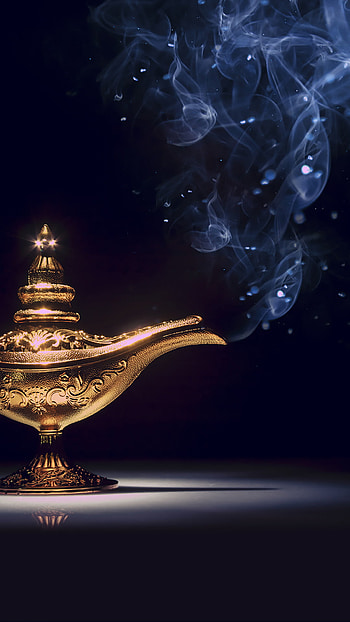 Once Upon a Time Disney Genie Lamp Aladdin Magic Smoke Gold Dark Black 6 Plus HD phone wallpaper