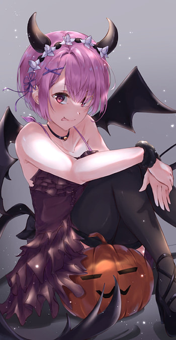 Re zero Ram, halloween, ramu, best girl, re zero ram halloween, waifu, re zero halloween, rezero, anime, best waifu, re zero HD phone wallpaper