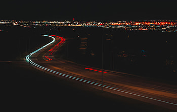 Night, City, Lights, Dark, Shine, Light, Road, Long Exposure HD wallpaper