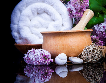 Spa, reflection, lilacs, flowers, lilac HD wallpaper