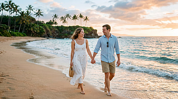 Honeymoon Stroll — Beach, Honeymoon, Couple, Beach, Ocean HD wallpaper