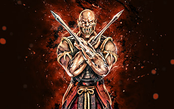 Baraka, , brown neon lights, Mortal Kombat Mobile, fighting games, MK Mobile, creative, Mortal Kombat, Baraka Mortal Kombat HD wallpaper