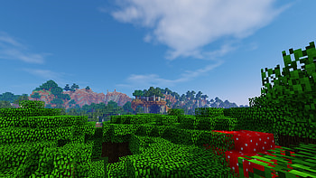 Minecraft Mountains Trees HD wallpaper