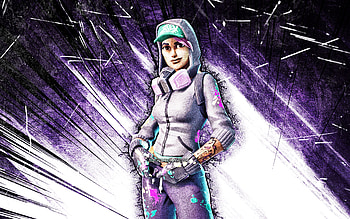 Teknique, grunge art, Fortnite Battle Royale, Fortnite characters, Teknique Skin, violet abstract rays, Fortnite, Teknique Fortnite HD wallpaper