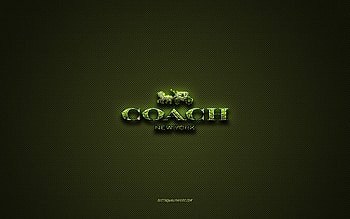 Coach logo, green creative logo, floral art logo, Coach emblem, green carbon fiber texture, Coach, creative art HD wallpaper