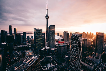 Skycrappers, buildings, cityscape, sunset, Toronto HD wallpaper