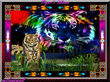 Tiger's Moon, night, stalker, tiger, hunter, carnivore, cat, predator, indian, native, native american, spirit, spirtistic, mtlonewolf, fractal HD wallpaper