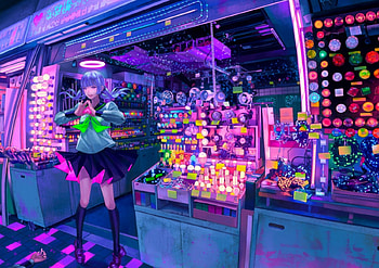 Shopping, blue, black, glow, cute, beauty, lady, sweet, white, girl, orange, multicolor, woman, purple, pink, shop, anime, green, lights, yellow, red HD wallpaper