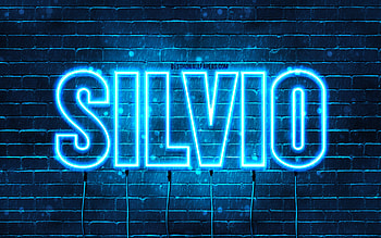 Silvio, , with names, Silvio name, blue neon lights, Silvio Birtay, Happy Birtay Silvio, popular italian male names, with Silvio name HD wallpaper