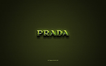 Prada logo, green creative logo, floral art logo, Prada emblem, green carbon fiber texture, Prada, creative art HD wallpaper