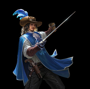 Musketeer, blue, black, hq0, h q0, fantasy, man, hq0art, hat HD wallpaper