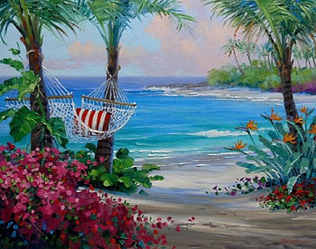 Summer, sea, Palms, Flowers, Blue, Clouds, beach HD wallpaper