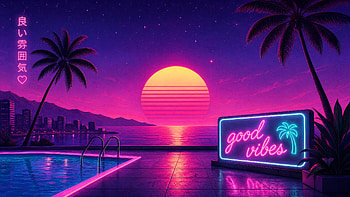 Neon Sign, Palm Tree, Pool, Vaporwave HD wallpaper