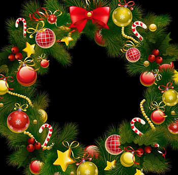 Christmas Wreath, Christmas decorations, yellow, stars, bells, garland HD wallpaper