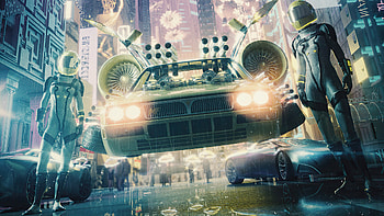 Racers Of Cyber Flower City , cyberpunk, scifi, artist, artwork, digital-art HD wallpaper