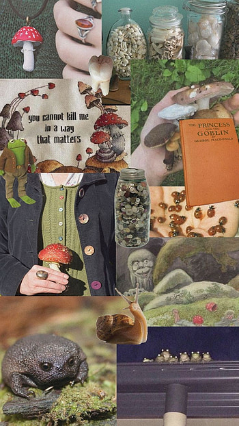 estilo verde, grunge, hongos, collage HD phone wallpaper