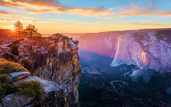 Yosemite NP, california, sunset, valley, usa, trees HD wallpaper