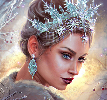Winter Queen, blue, winter, frumusete, inna vjuzhanina, jewel, fantasy, iarna, face, luminos, queen, innavjuzhanina HD wallpaper