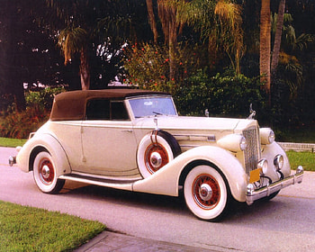 1935 packard victoria convertible, road, car, coupe, tree HD wallpaper