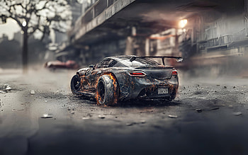 Car With Burning Wheels Ai Art, ai, cars, artist, artwork, digital-art HD wallpaper